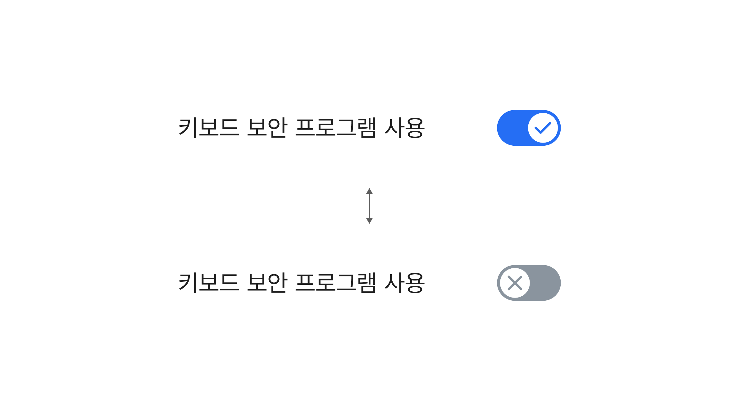 스위치 상태에 상관없이 레이블을 일관되게 유지한다. 모범 사례 예시