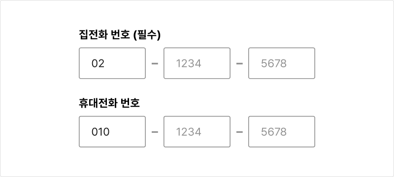 활용 용도에 적합한 유형의 전화번호 입력을 요청한다 피해야 할 사례 예시