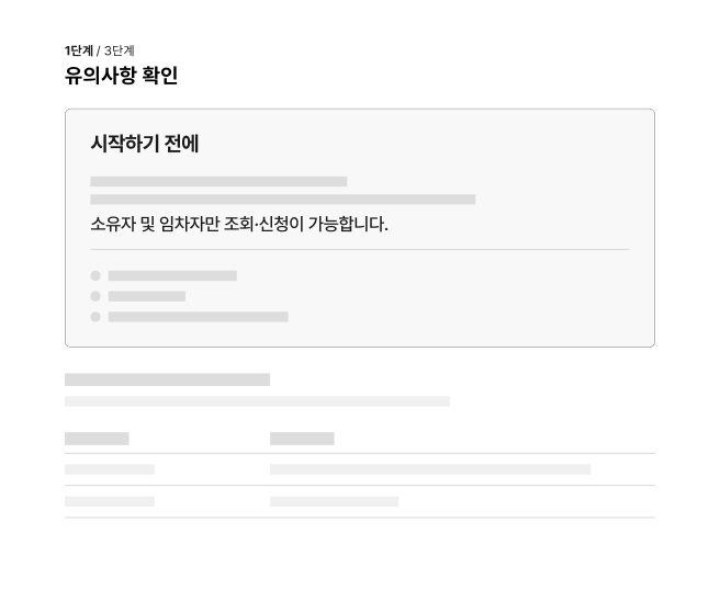 신청서 작성 중간이나 최종 단계에서 작성을 중단해야 하는 상황에 대해 사용자에게 명확하게 안내한다 모범 사례 예시