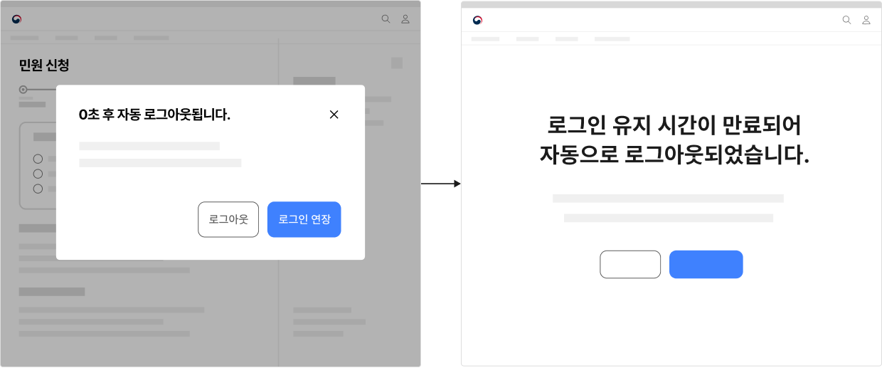 로그아웃이 완료된 후, 상황에 적합한 화면으로 이동해야 한다 모범 사례2 예시